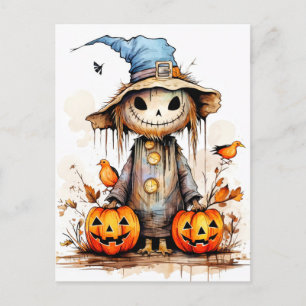 Carte Postale Super mignon Halloween Scarecrow
