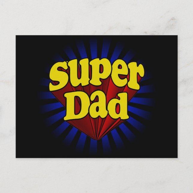 Carte Postale Super Papa, Superhero rouge/jaune/bleu (Devant)