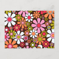 Super Retro Floral 60s les années 70 Fleurs Rose e