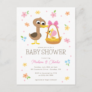 Carte Postale Super simple   5 Petits canards Baby shower fille