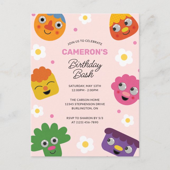 Carte Postale Super Simple | Anniversaire Fleurs Roses Noodle &  (Devant)