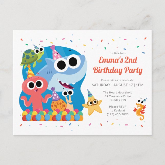 Carte Postale Super Simple | L'anniversaire de Finny le requin a (Devant)