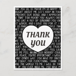 Carte Postale Super Sincere Merci noir et blanc