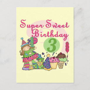 Carte Postale Super Sweet 3ème Anniversaire Tshirts et cadeaux