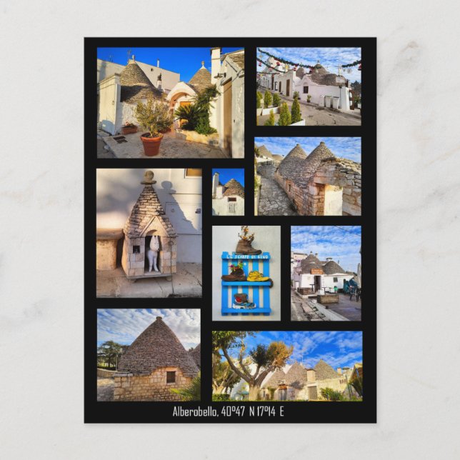 Carte Postale Superbe Alberobello, collage (Devant)