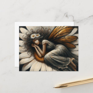 Carte Postale Superbe Fée endormi sur une fleur