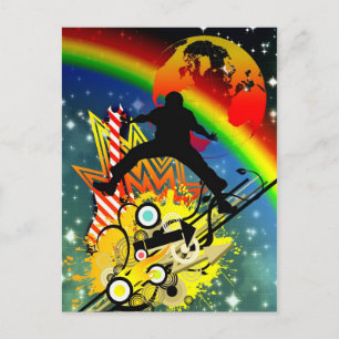 Carte Postale Superbe musique cool danseur silhouette guitare pl