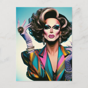 Carte Postale Superbe reine Drag dans une veste colorée