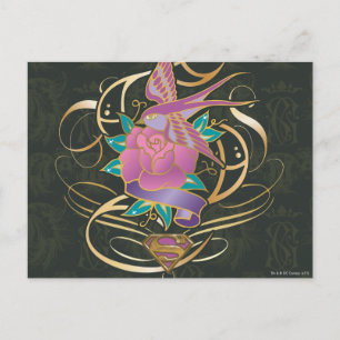 Carte Postale Supergirl Bird et Flower