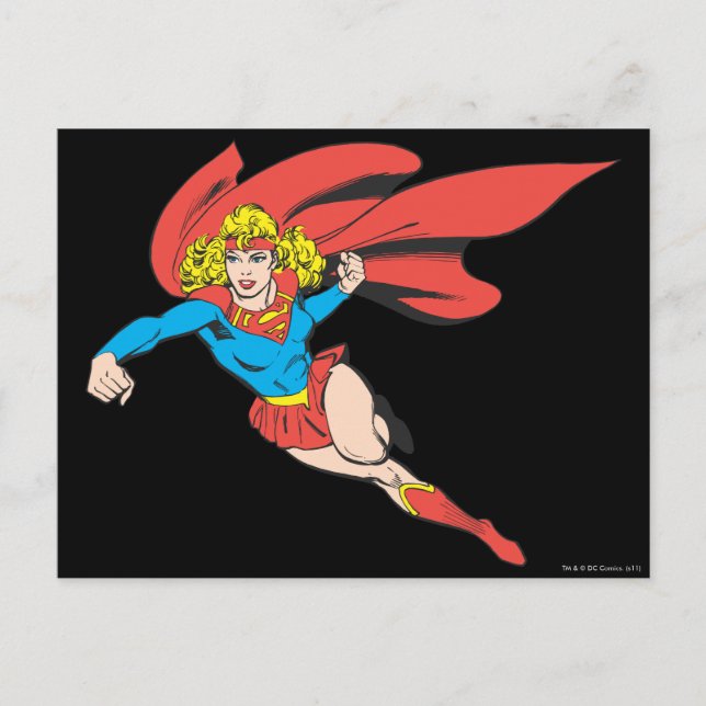 Carte Postale Supergirl Leaps and Punches (Devant)