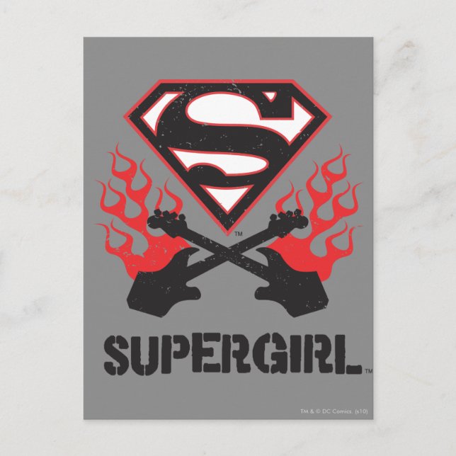 Carte Postale Supergirl Logo Black Flaming Guitars (Devant)
