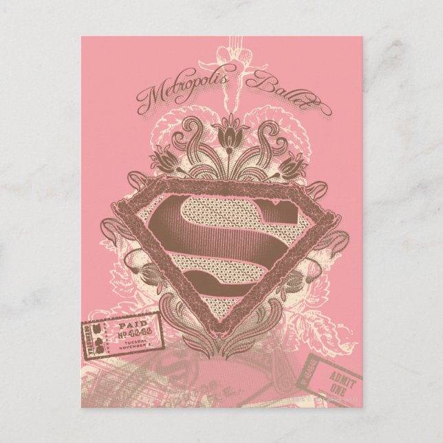 Carte Postale Supergirl Metropolis Ballet rose (Devant)
