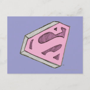 Carte Postale Supergirl Sketched Pink Logo