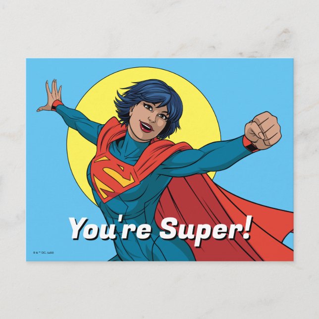 Carte Postale Supergirl volant en costume bleu (Devant)
