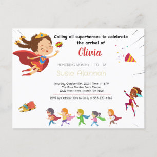 Carte Postale Superhero Baby shower fille