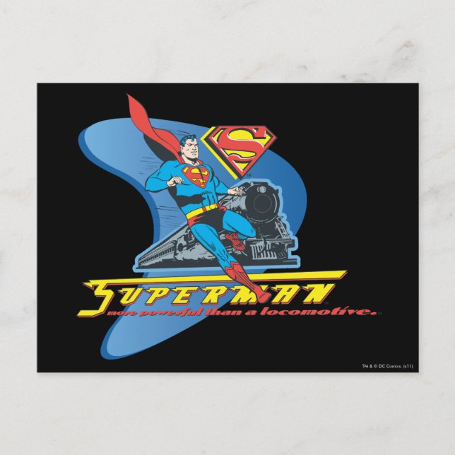 Carte Postale Superman avec train - Couleur (Devant)