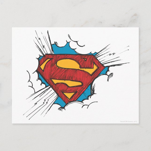 Carte Postale Superman S-Shield | Dans le logo Nuages (Devant)