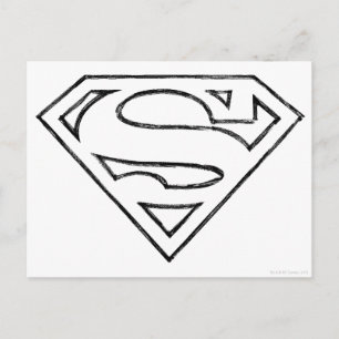 Carte Postale Superman S-Shield   Logo Simple Black Outline