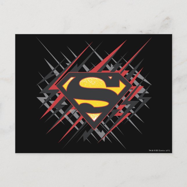 Carte Postale Superman Stylisé | Logo des frappes noires et roug (Devant)