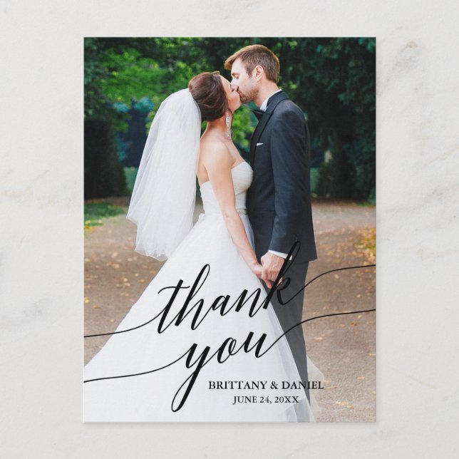 Carte Postale Superposition de photo de mariage en calligraphie  (Devant)