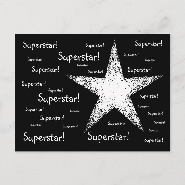 Carte Postale Superstar ! | Noir (Devant)