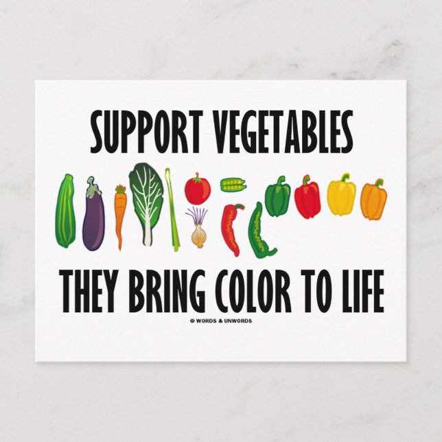 Carte Postale Support Légumes Ils Apportent La Couleur À La Vie (Devant)