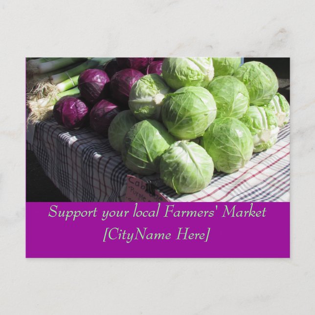 Carte postale - Support Marché agricole - Cabbages (Devant)