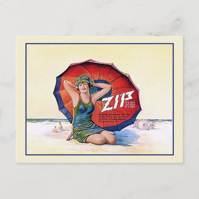 Carte Postale Supprimeur de poils Zip Publicité Rétro 1924 (Devant)