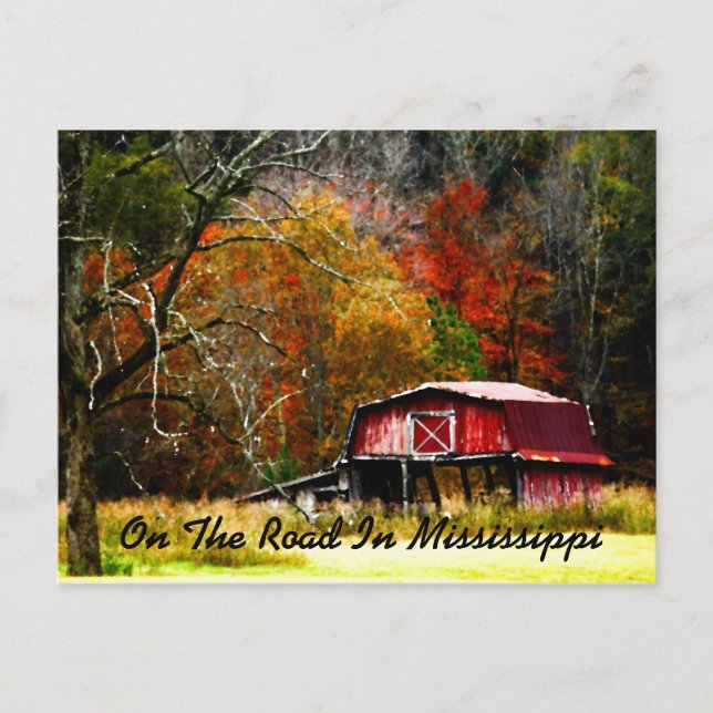 Carte Postale Sur La Route Dans Le Mississippi - Vieille Grange (Devant)