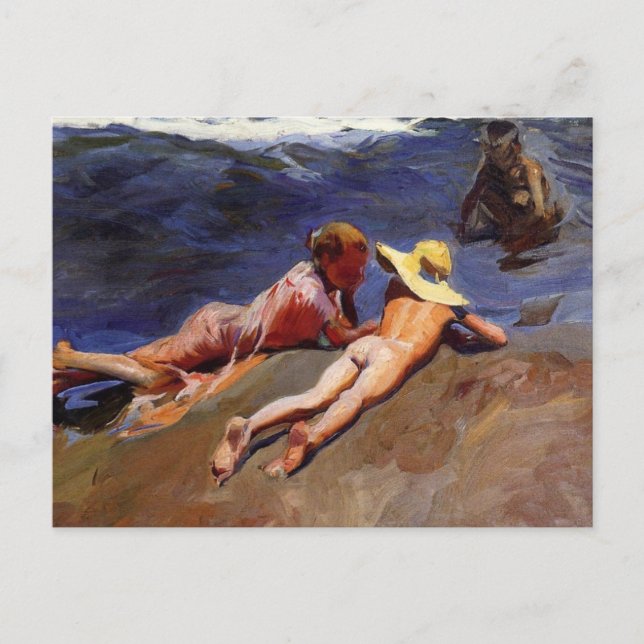 Carte Postale Sur le sable, plage de Valencia - Joaquín Sorolla (Devant)