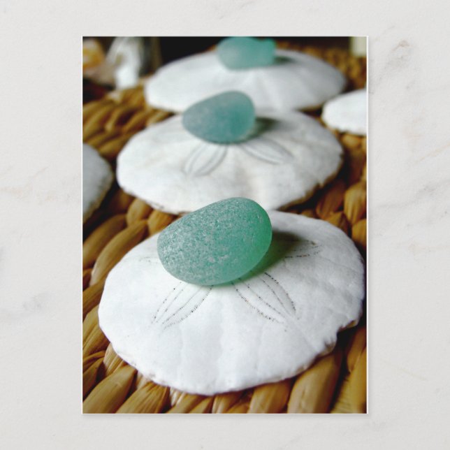 Carte Postale Sur Le Sable Verre De Mer Turquoise (Devant)
