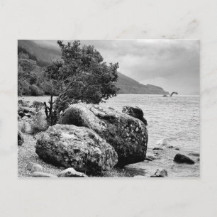 Carte Postale Sur les rivages de Loch Ness avec le monstre
