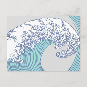 Carte Postale Surf asiatique japonais Vague Art Ocean Art