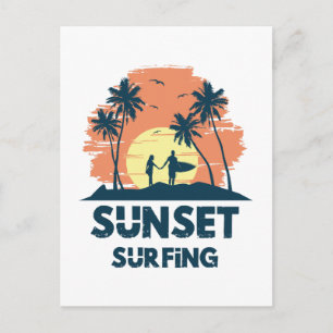 Carte Postale Surf au coucher du soleil