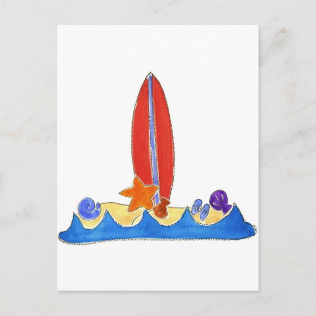 Carte Postale Surf Board Beach (Devant)