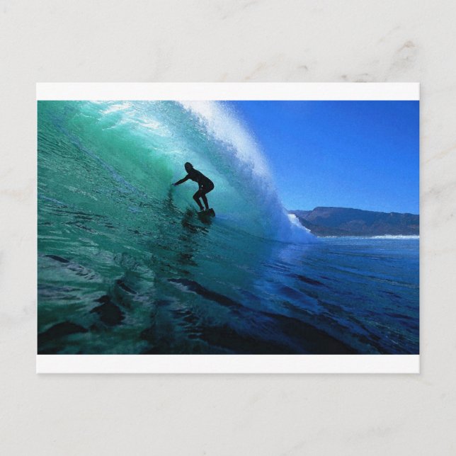 Carte Postale Surf dans le tube vert paradis Afrique du Sud (Devant)