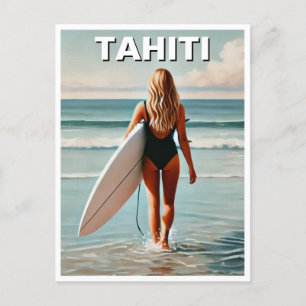 Carte Postale Surf en Tahiti Surfer Girl