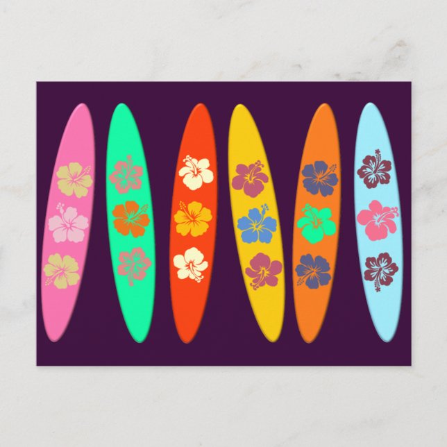 Carte Postale Surfboards Fleurs Girlie (Devant)