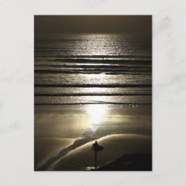 Carte Postale Surfer du coucher de soleil à Polzeath