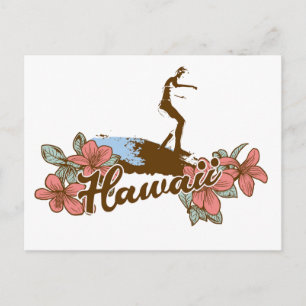 Carte Postale surfer fille plage hawaii surf hawaïen