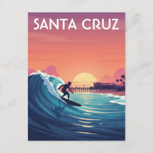 Carte Postale Surfeur à Santa Cruz Californie Voyage