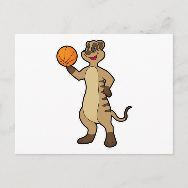 Carte Postale Suricate au sport de Basket-ball (Devant)