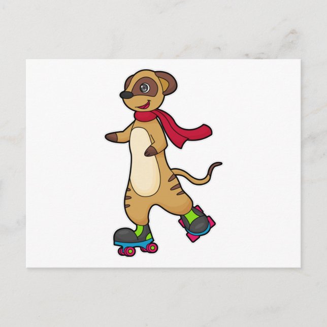 Carte Postale Suricate en patineur avec des patins à roulettes (Devant)