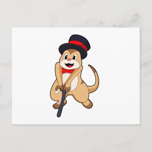 Carte Postale Suricate en retraité avec canne de marche (Devant)