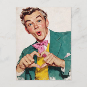 Carte Postale Surprise Cœur Vintage Gesture