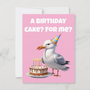 Carte Postale Surprise d'anniversaire de mouette – Gâteau pas sû