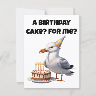 Carte Postale Surprise d'anniversaire de mouette – Gâteau pas sû