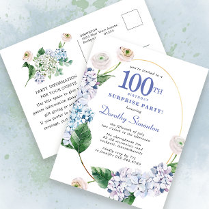 Carte Postale Surprise Party Hydrangea Rose 100e anniversaire