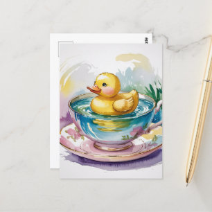 Carte Postale Surreal Adorable canard dans une tasse