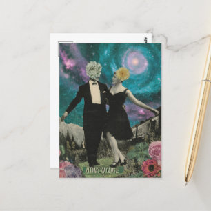 Carte Postale Surreal Dancing Flower People Adventure Collage
